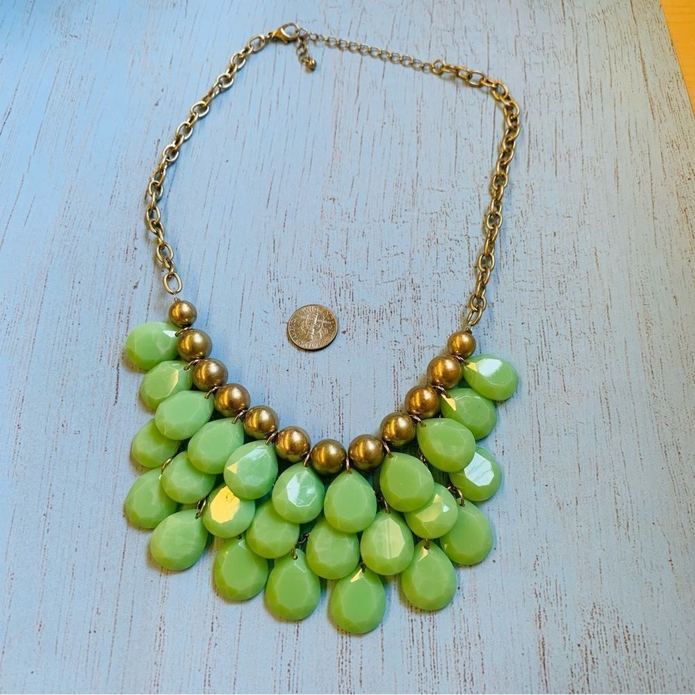 Green Gold Bib Necklace